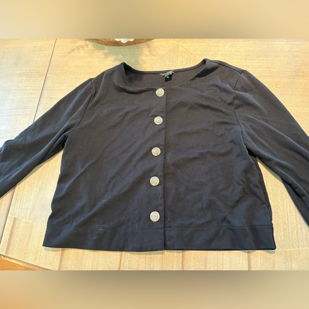 Ann Taylor | Chic Black Button-Front Cardigan Wit… - image 1